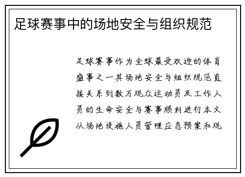 足球赛事中的场地安全与组织规范